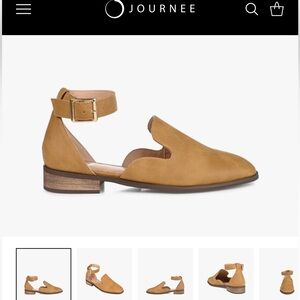 Journee Collection Ankle Strap Tan Flats